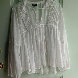 White Dotted Swiss Blouse